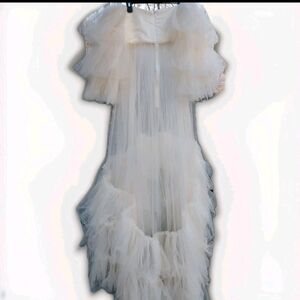 Maternity Photoshoot Gown Tulle Sheer Illusion Soft Feminine Light Blush S/Med